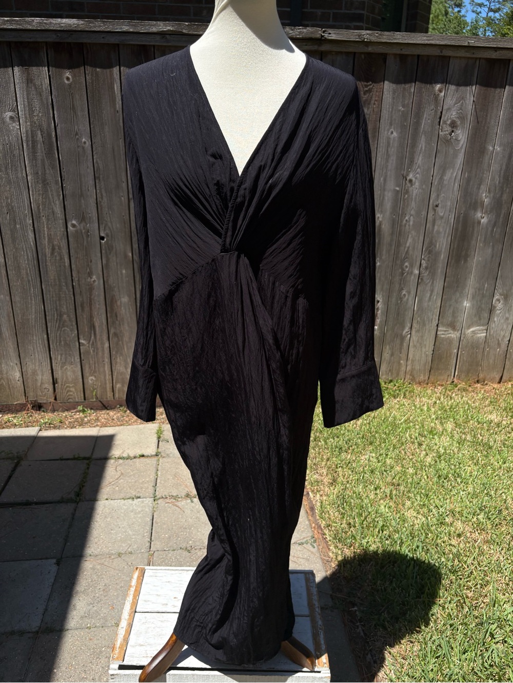 H&M Black Long-Sleeve V-Neck Maxi Dress